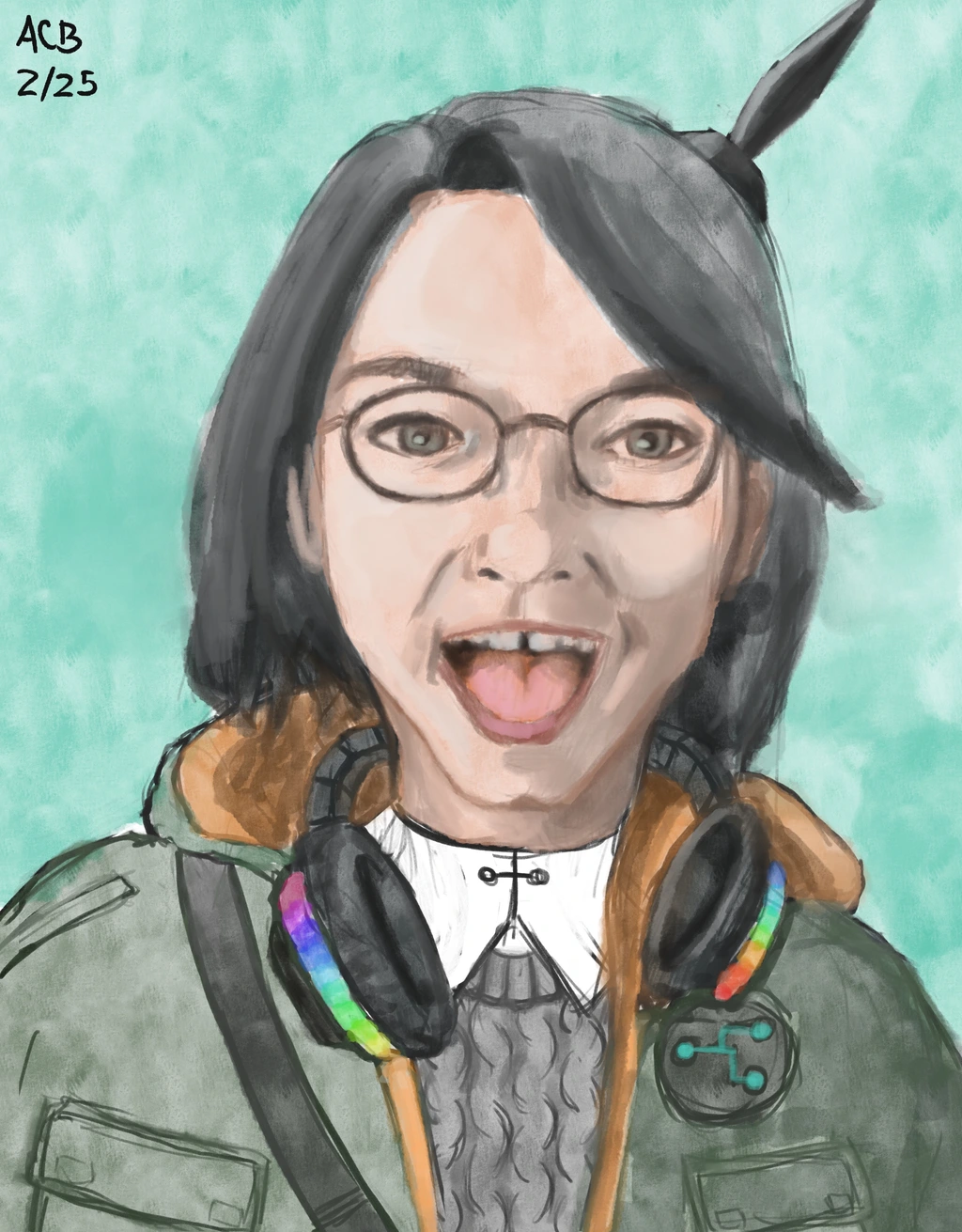 Watercolor painting of Aftyn cosplaying as Tera from Kimodameshi 2025