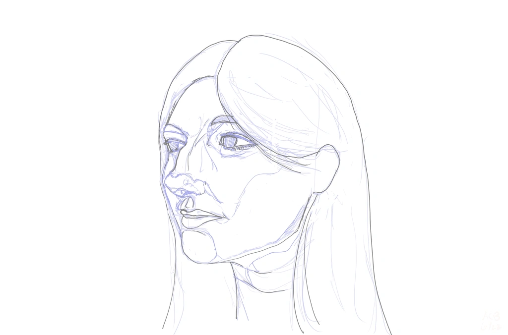 Stage 1 of the build-up of sketches of Aftyn Rose