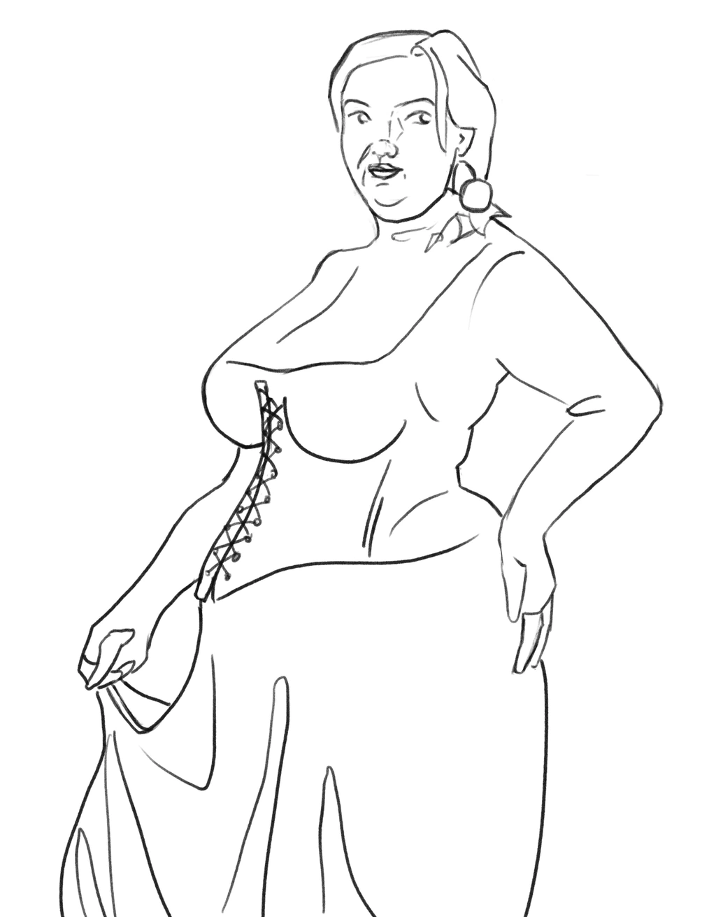 A woman in a corset