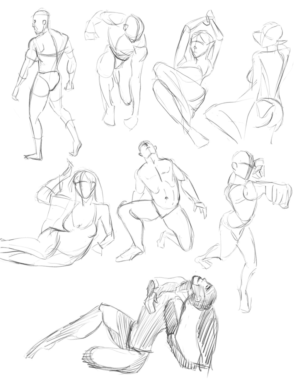 Eight 5 minute figure sketches