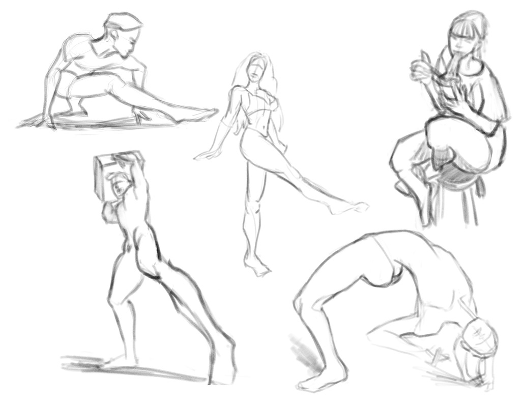 Five 5 minute figure sketches