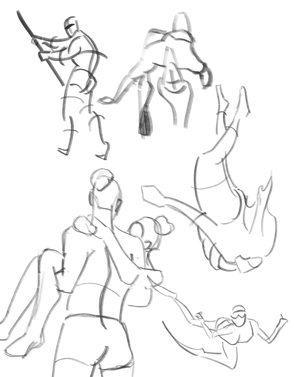 6 gestural figure studies