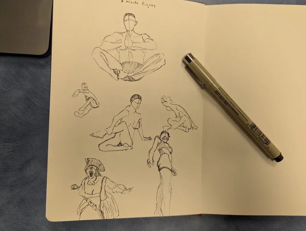 Six 3 minute figure drawings