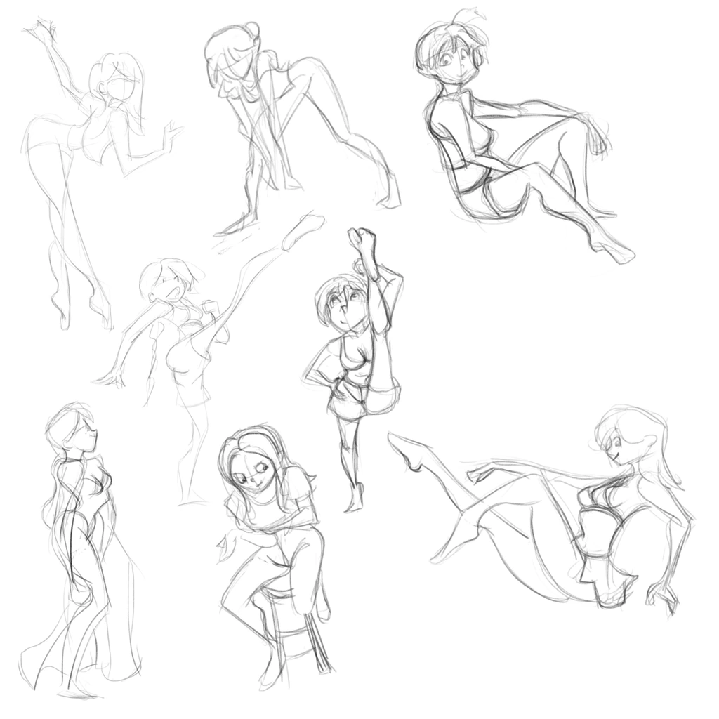Eight gesture drawings