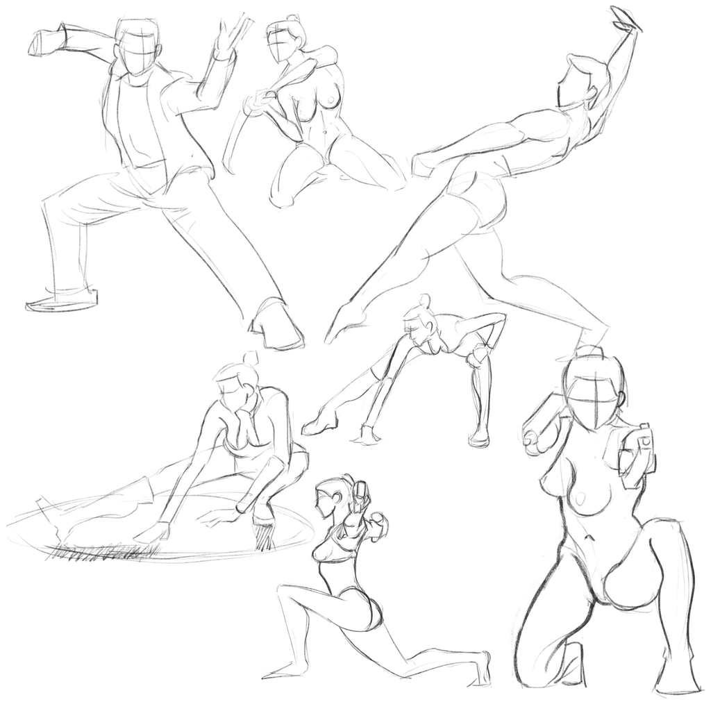 Seven gesture drawings