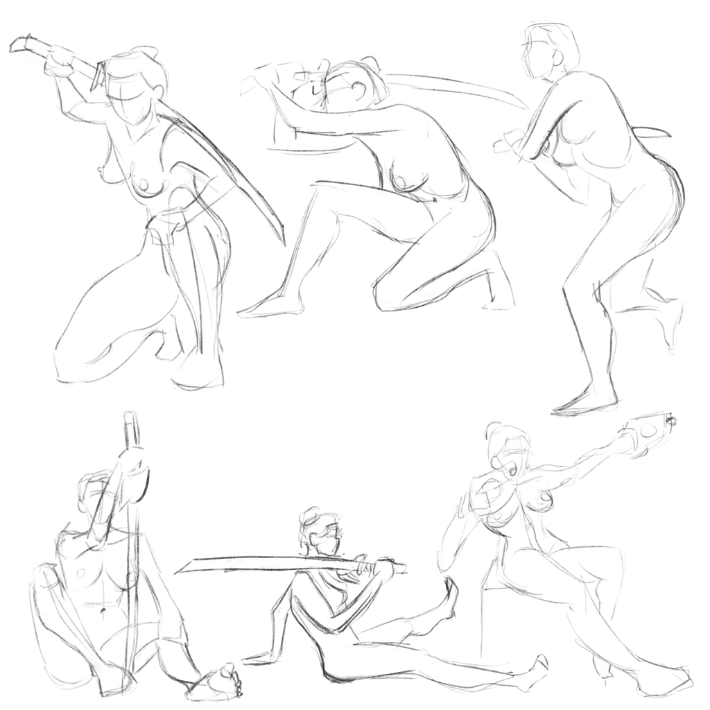 Six gesture drawings