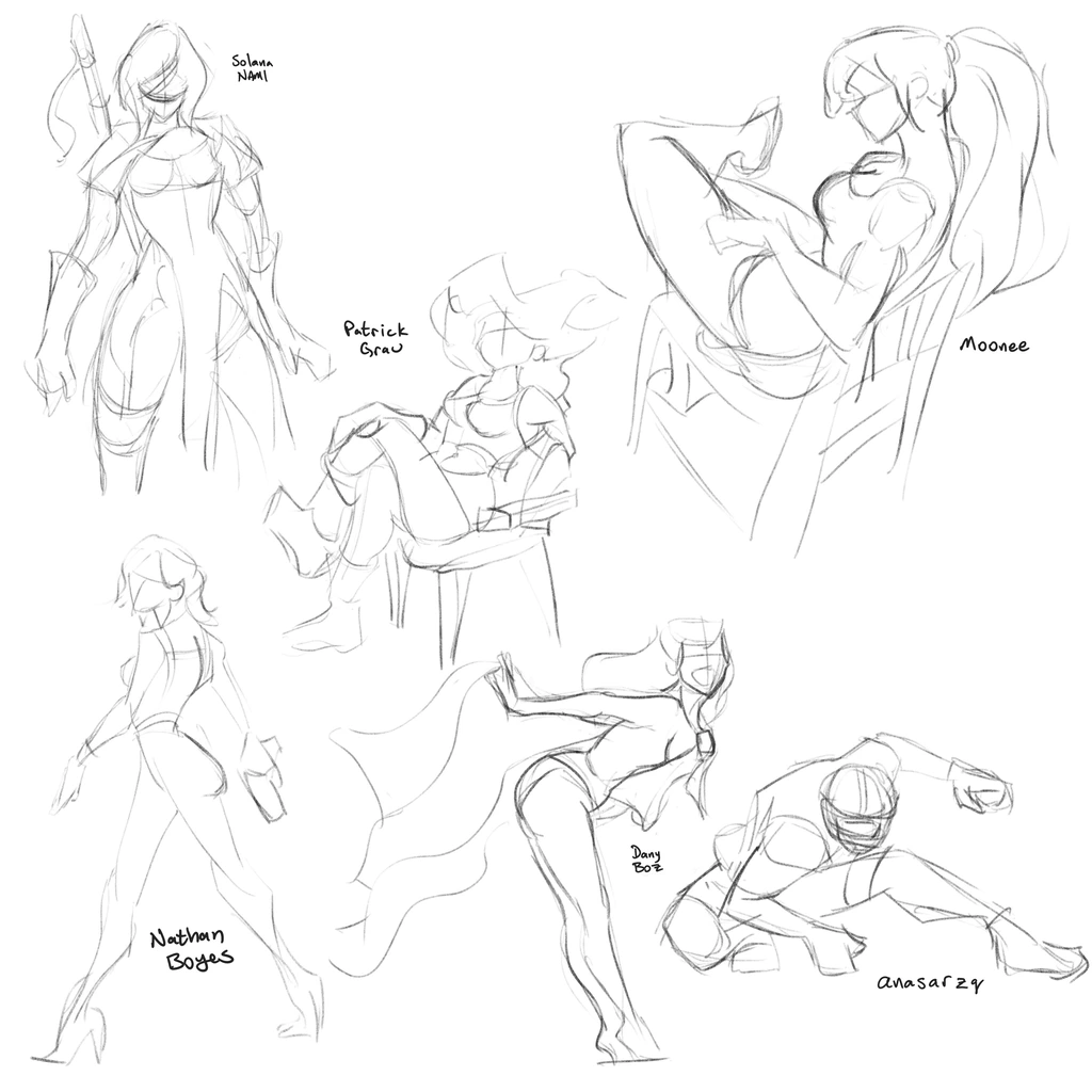 Six gesture drawings