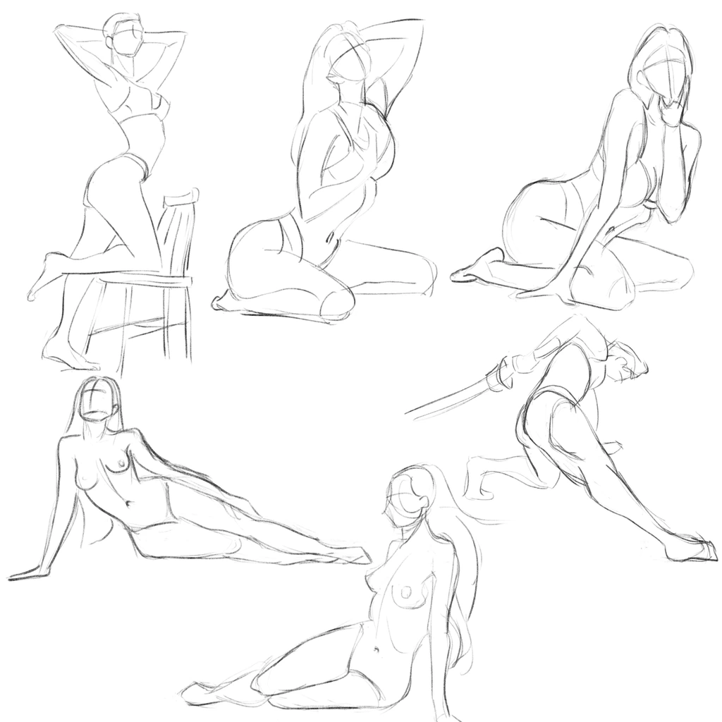 Six gesture drawings
