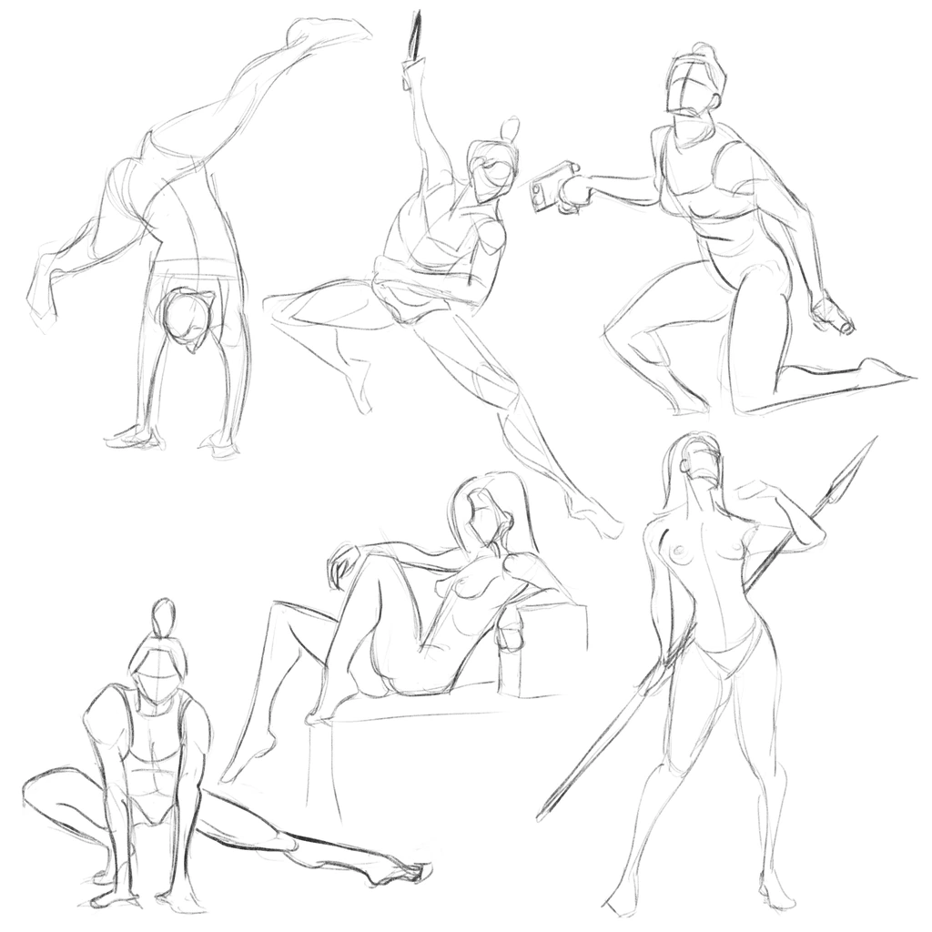 Six gesture drawings