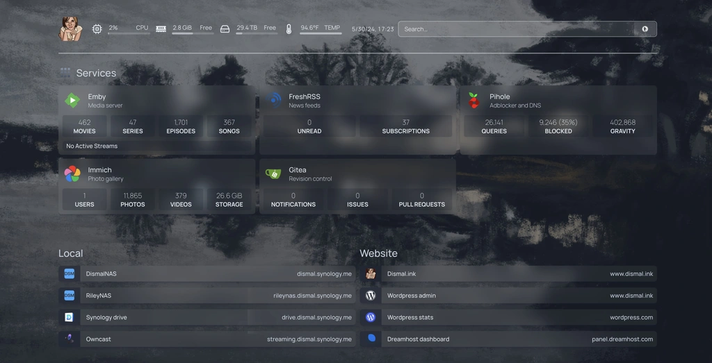 Screenshot of Homepage