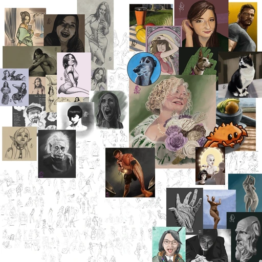 A collection of paintings and drawings from my portfolio made over the course of 2025
